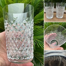 Vtge 2 WATERFORD ALANA 12oz FLAT TUMBLER Diamond Cut GLASS Crystal Signed 5”