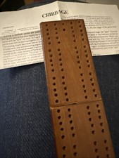 Vintage Wooden Folding Cribbage Board Instructions Pegs