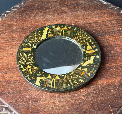 Vintage indian lacquer - lacquer, round