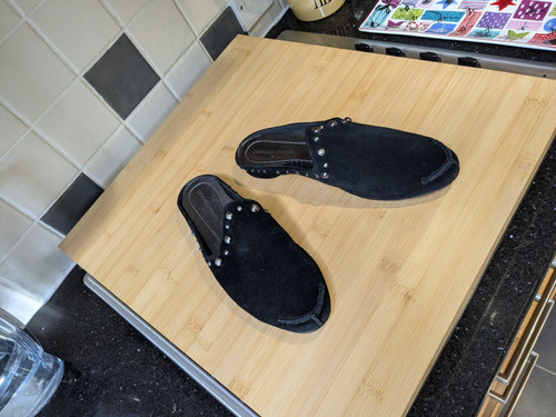 Black leather shoes - black, slip