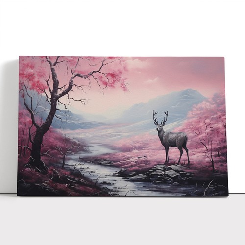 Stag deer landscape framed - stag,