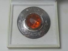 Antique Scottish Revival Hallmarked Silver Kilt/Cloak Pin Large Stone 1898, 6cms