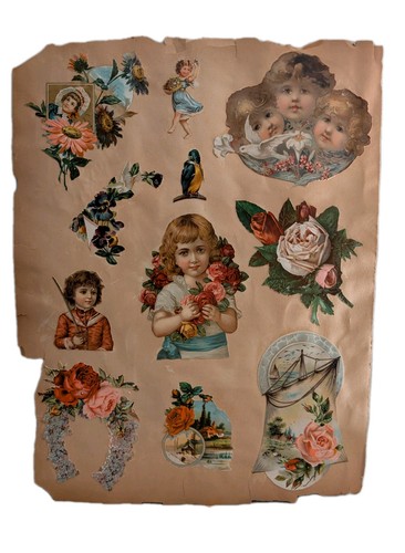 Antique scrapbook page w - 📜, w/