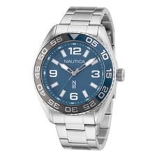 Mens Wristwatch NAUTICA FINN WORLD NAPFWS307 Stainless Steel Blue Sub 50mt