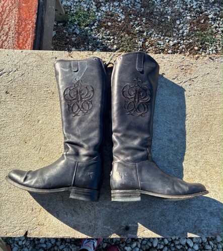 Vintage black leather - black, frye
