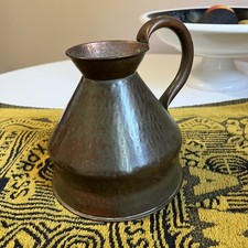 Antique Solid Copper Harvest Jug Ale Measure England Stamps 19th Century