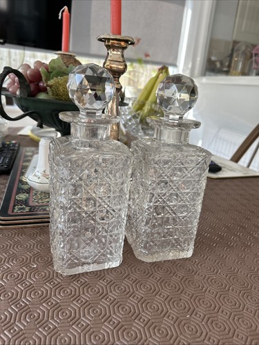 Pair edwardian cut glass - pair,