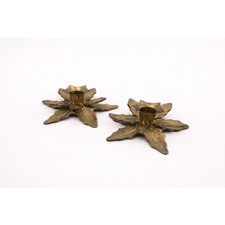 Pair of Vintage Brass Leaf