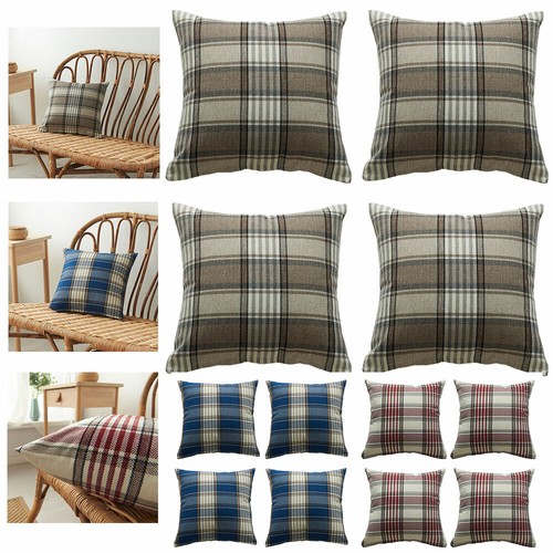 Tartan check cushion covers - tartan,
