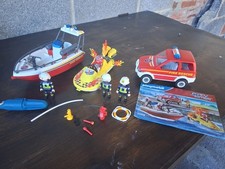 Playmobil 71569 Fire Rescue Boat / Car & Speedboat Hard To Find Used / Clearance