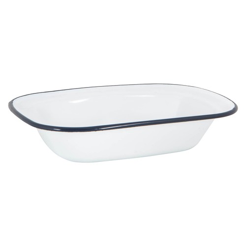 White enamel pie dish - white,