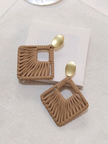 Leather wrapped square drop - leather,