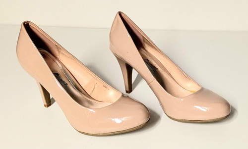 Peach heeled shiny - shiny, shoes