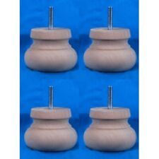 4 REPLACEMENT SOFA FEET  Ref. E172, LARGE HARDWOOD BUN FEET,  TURNED BUN FEET.