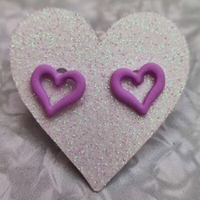 Spray Painted Alloy Heart Stud Earrings - Purple