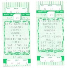 Stevie Wonder Concert Ticket Set of 2 1972 Tampa Green