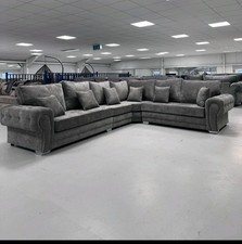 Brand New Verona 6 Seater Corner Sofa In Grey Fabric 