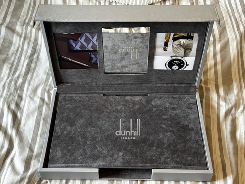 Dunhill grey leather cufflinks - leather,