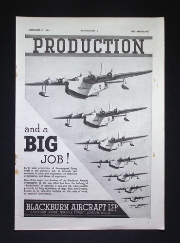 Original 1944 advert blackburn - original,