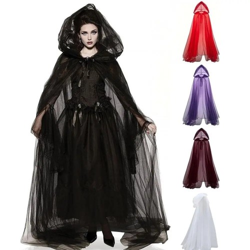 Halloween hooded cloak black - hooded,