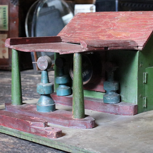 Vintage wooden toy - wooden, petrol