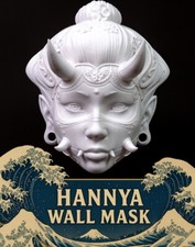 Japanese Hannya Demon Oni Mask – Samurai Wall Hanging Decor – 3D Printed 20cm