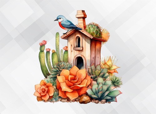 Watercolour dove house - dove,