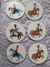 Vtg 60s Set 6 Tin Cork Backed
