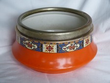 Flosmaron Metal Rimmed Orange Ceramic Bowl 21cm