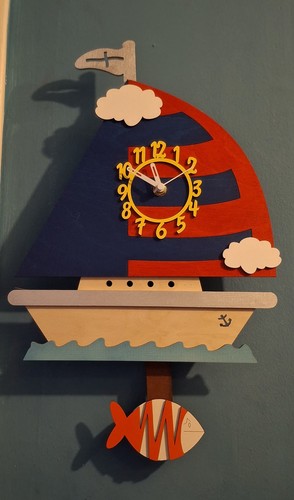 Wooden yacht boat - yacht, clock