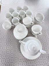 White Bone China Teacups/Saucers, Mugs, Teapot | Plain, Unmarked, Unused