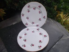 Vtg Colclough Pink Rose Bud Fragrance 7433 Ptn  Bone China Side Tea Plates x 2