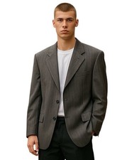 Aquascutum London David Jones 100% Wool Sport Coat Jacket 38S England Grey Tweed