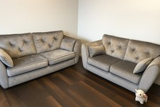 SCS 2 Seater Sofa Elegant Plush Grey Velvet