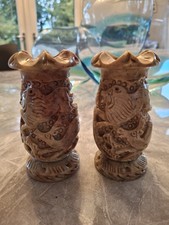 Beautiful Chinese Carved Soapstone Brush Vases