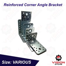 Heavy Duty 2.5mm Thick Zinc Plated Reinforced Corner Angle Bracket Galvanised