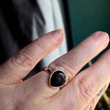 WHITBY JET Ring 925 Sterling