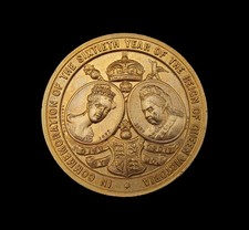 1897 VICTORIA DIAMOND JUBILEE 39mm GILT MEDAL - BY VAUGHTON