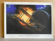 SIGNED LTD ED aviation Art Print William Leefe-Robinson BE2C / GERMAN AIRSHIP