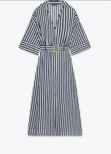 Zara Linen Dress. Blue and White Striped Size M.