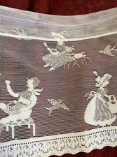 Vintage Nursery Rhyme cotton lace window valance shabby chic White brise-bise