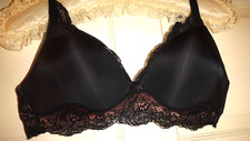 Triumph Black Mix Amourette Charm P Preformed Cup Wire-Free Bra Size 36A ??