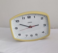 Jones Quartz Wall Clock Yellow/Mustard Vintage Style, Oval/rectangle 