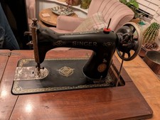 Vintage Singer Treadle Sewing Machine inside Wooden Table  with singer treadle