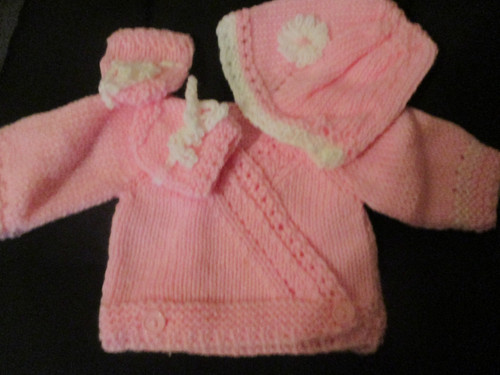 Hand knitted baby - set, pure