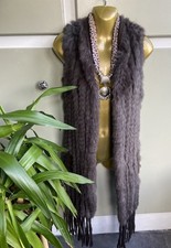 BNWT Beautiful BETTY BARCLAY Genuine Dark Brown Fur/Knit Gilet Sz 14 ( Rrp £139)