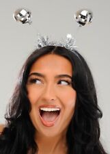 Silver Tinsel Disco Mirror Ball Strictly Fancy Dress Head Boppers on Headband