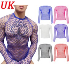 UK Mens Sexy Mesh See-Through