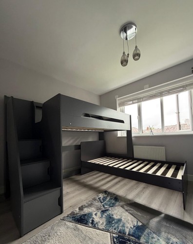 Bunk bed frame dark - bed, grey