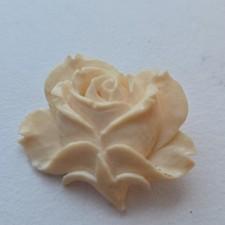 Vtg Bakelite 30s Rose in Full Bloom Brooch Off White Ivory Pin 